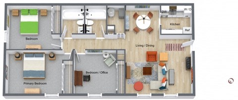 Floor plan for 3 beds, 2 baths, 1200 sqft